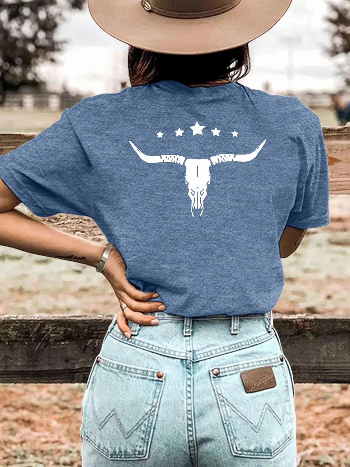 Anbech Womens Western Graphic Cowgirls Shirt Rodeo Print Tops Short Sleeve Cowboy Tops