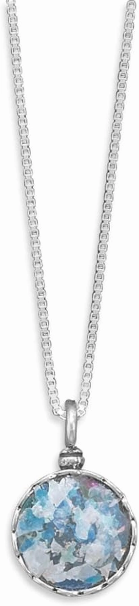 Ancient Roman Glass Necklace Sterling Silver Made in Israel