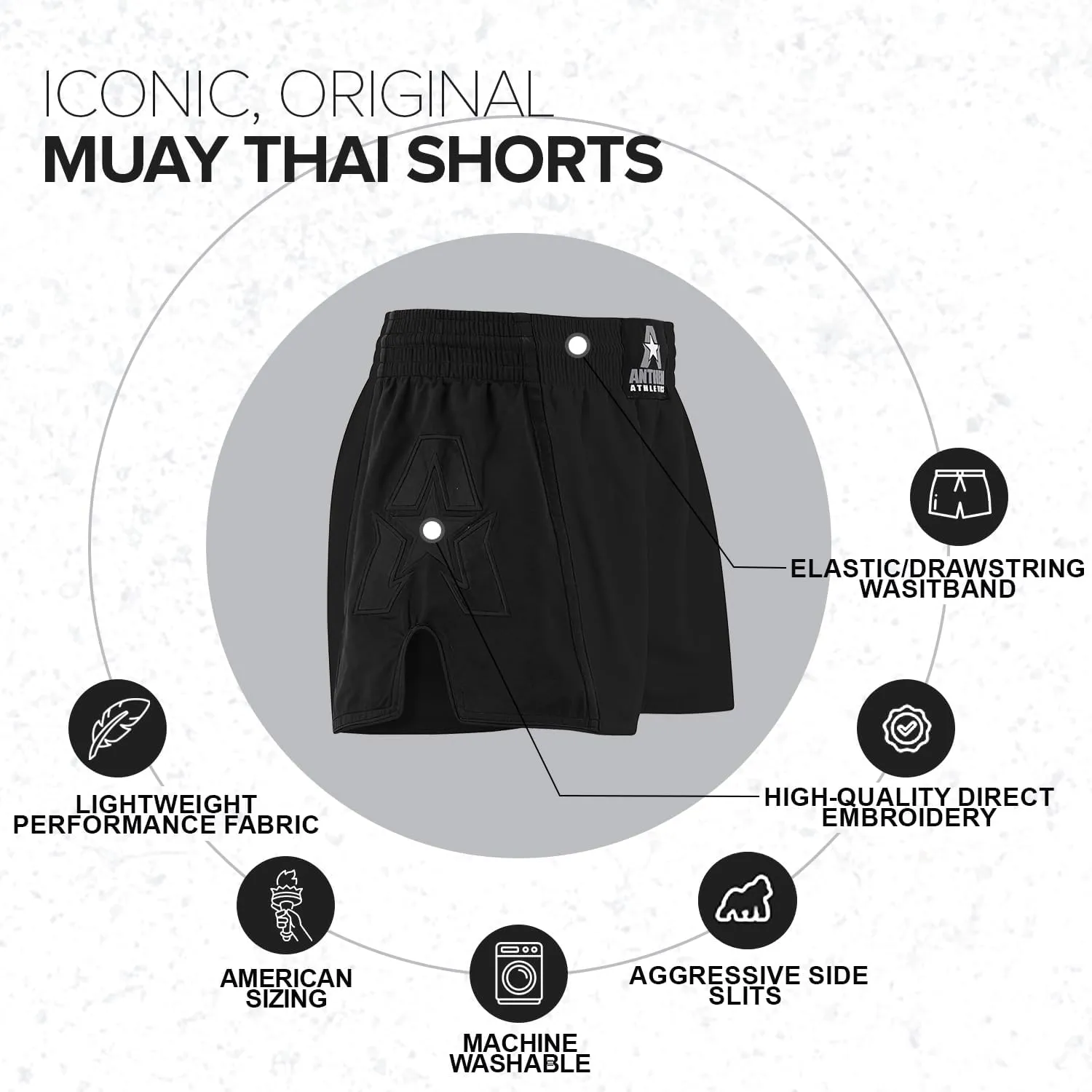 Anthem Athletics Muay Thai Shorts Men, Muay Thai Shorts Women - Kickboxing Short Boxing Trunks 5050 Classic Infinity Resolute