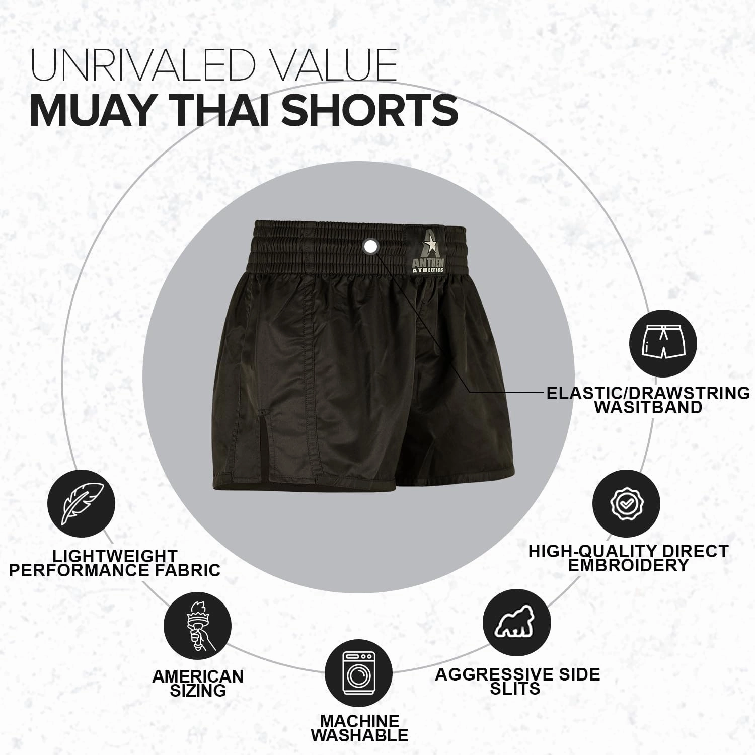 Anthem Athletics Muay Thai Shorts Men, Muay Thai Shorts Women - Kickboxing Short Boxing Trunks 5050 Classic Infinity Resolute