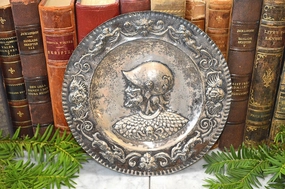 Antique Silver Plated Repousse Knight Cherubs Gargoyles Tray French