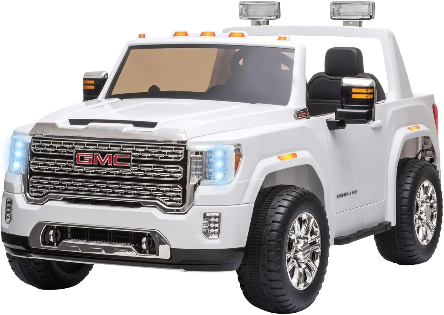 Aosom 12V GMC Sierra HD Battery Kids Ride On Car with Remote Control, Bright Headlights, & Working Suspension, White