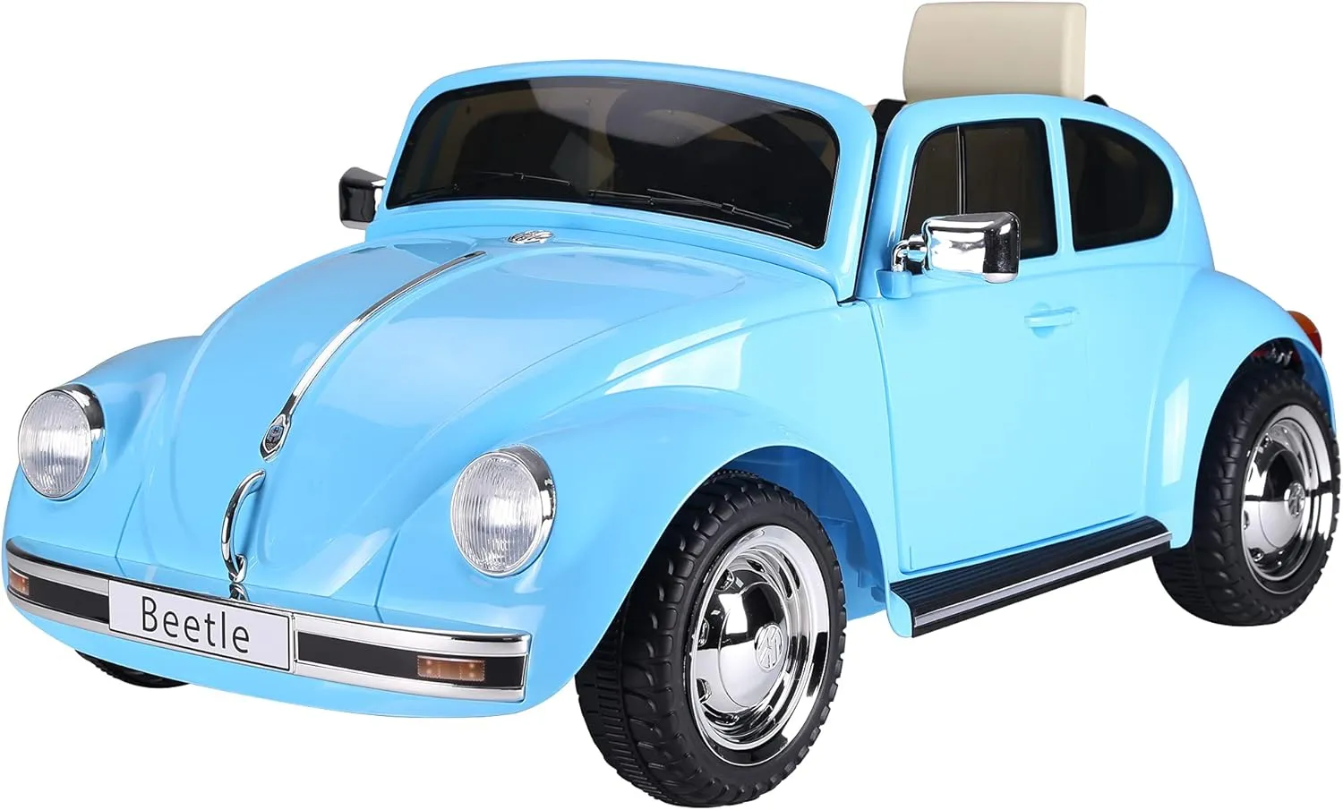 Aosom Licensed Volkswagen Beetle Electric Kids Ride-On Car 6V Battery Powered Toy with Remote Control Music Horn Lights MP3 for 3-6 Years Old Blue