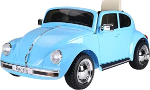 Aosom Licensed Volkswagen Beetle Electric Kids Ride-On Car 6V Battery Powered Toy with Remote Control Music Horn Lights MP3 for 3-6 Years Old Blue