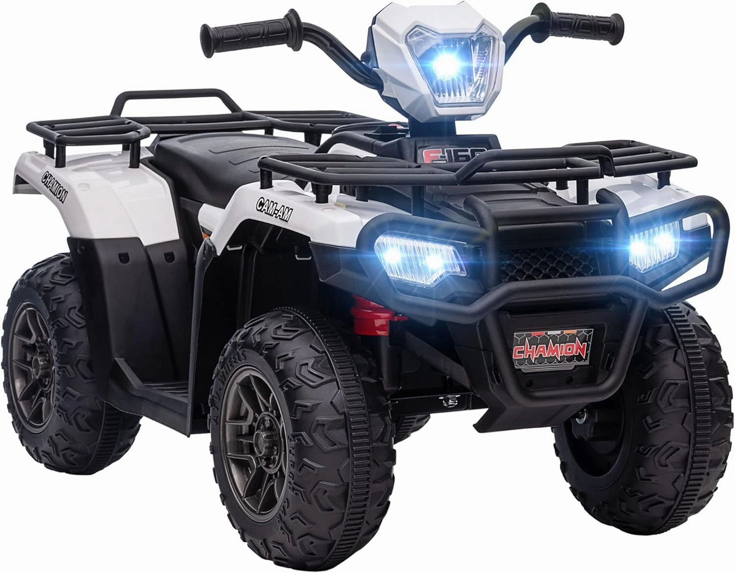 Aosom 12V Kids ATV Battery-Operated with AUX Port & USB, Kids 4 Wheeler with Tough Wear-Resistant Tread, Electric Four Wheeler Kids Ride on Car Electric Car, White