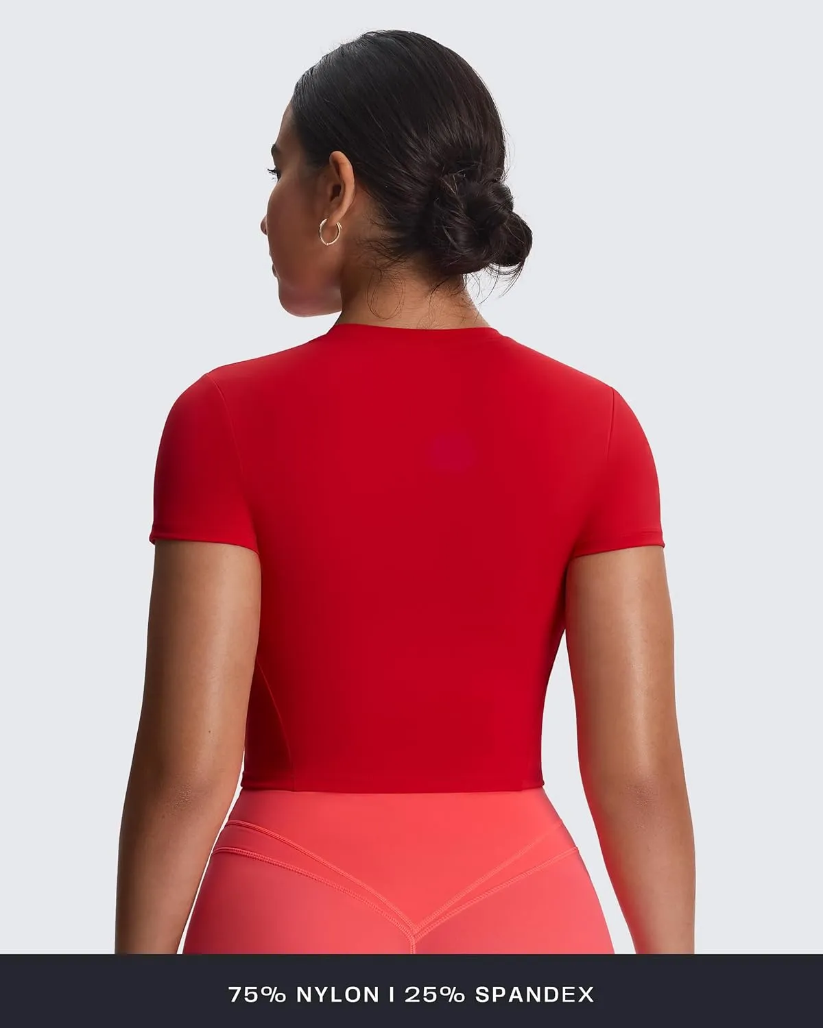 Aoxjox Women's Workout Short Sleeve T-Shirts Crew Neck Without Padded Baby Tee Athletic Gym Yoga Crop Tops