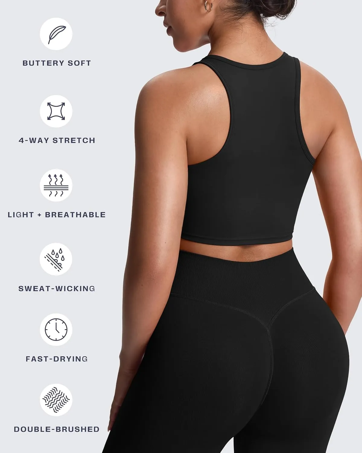 Aoxjox Women's Workout Sleeveless Tank Tops Crew Neck Racerback Breathable Without Padded Gym Yoga Crop Top