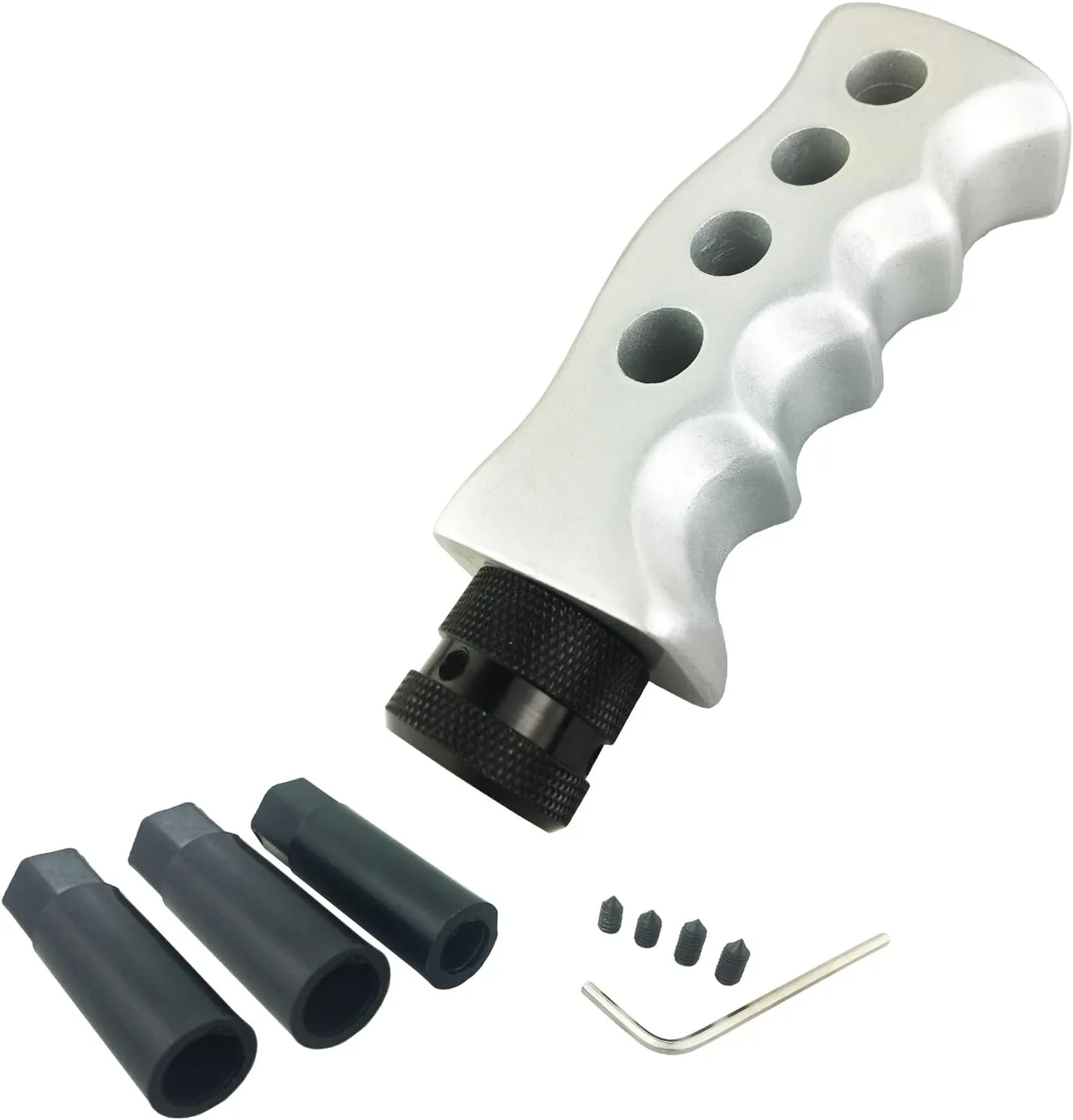 Arenbel 5" Long Gear Lever Shift Racing Knob Replacement Car Speed Shifter Stick Grip Handle Fit Most Manual Auto Vehicles, Silver