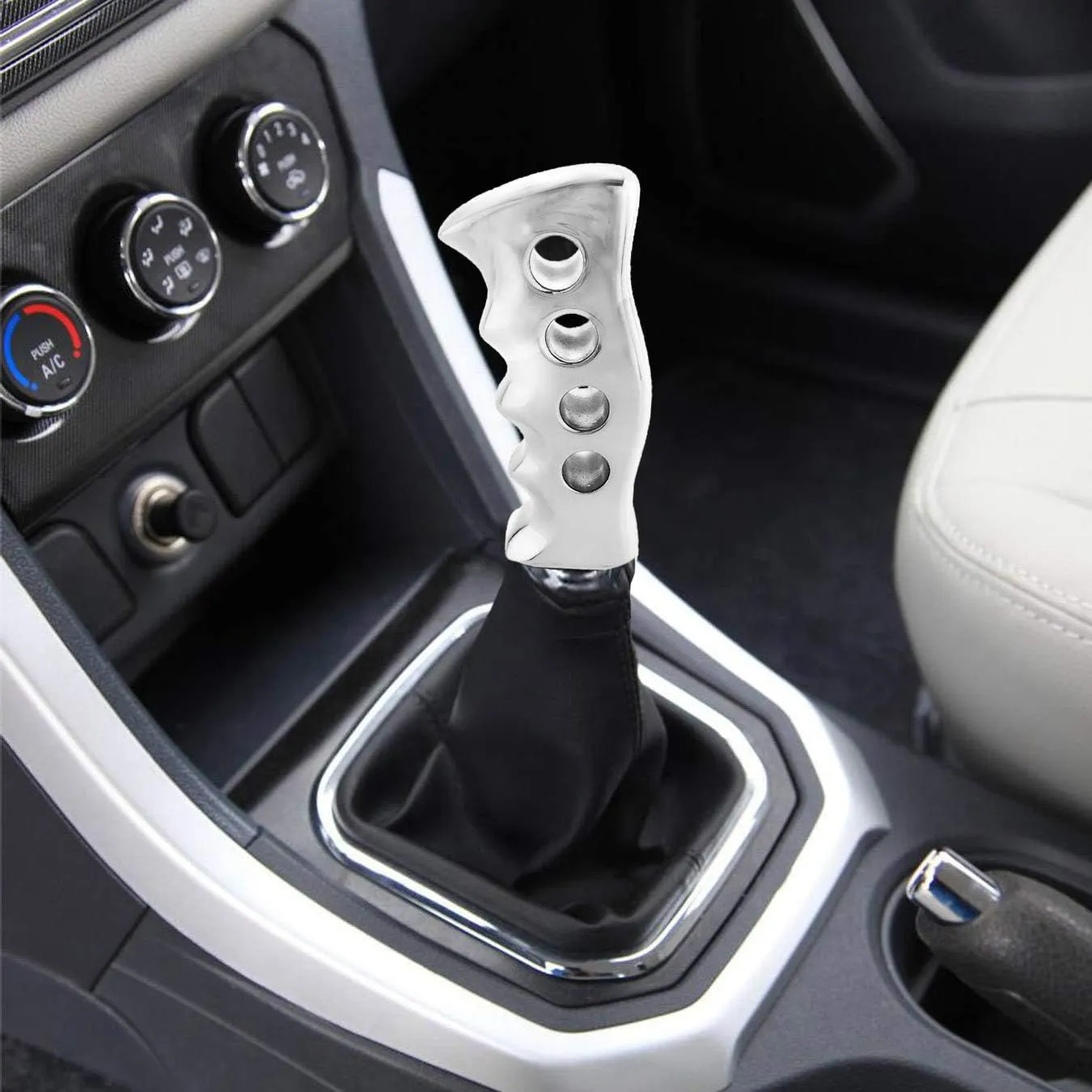 Arenbel 5" Long Gear Lever Shift Racing Knob Replacement Car Speed Shifter Stick Grip Handle Fit Most Manual Auto Vehicles, Silver