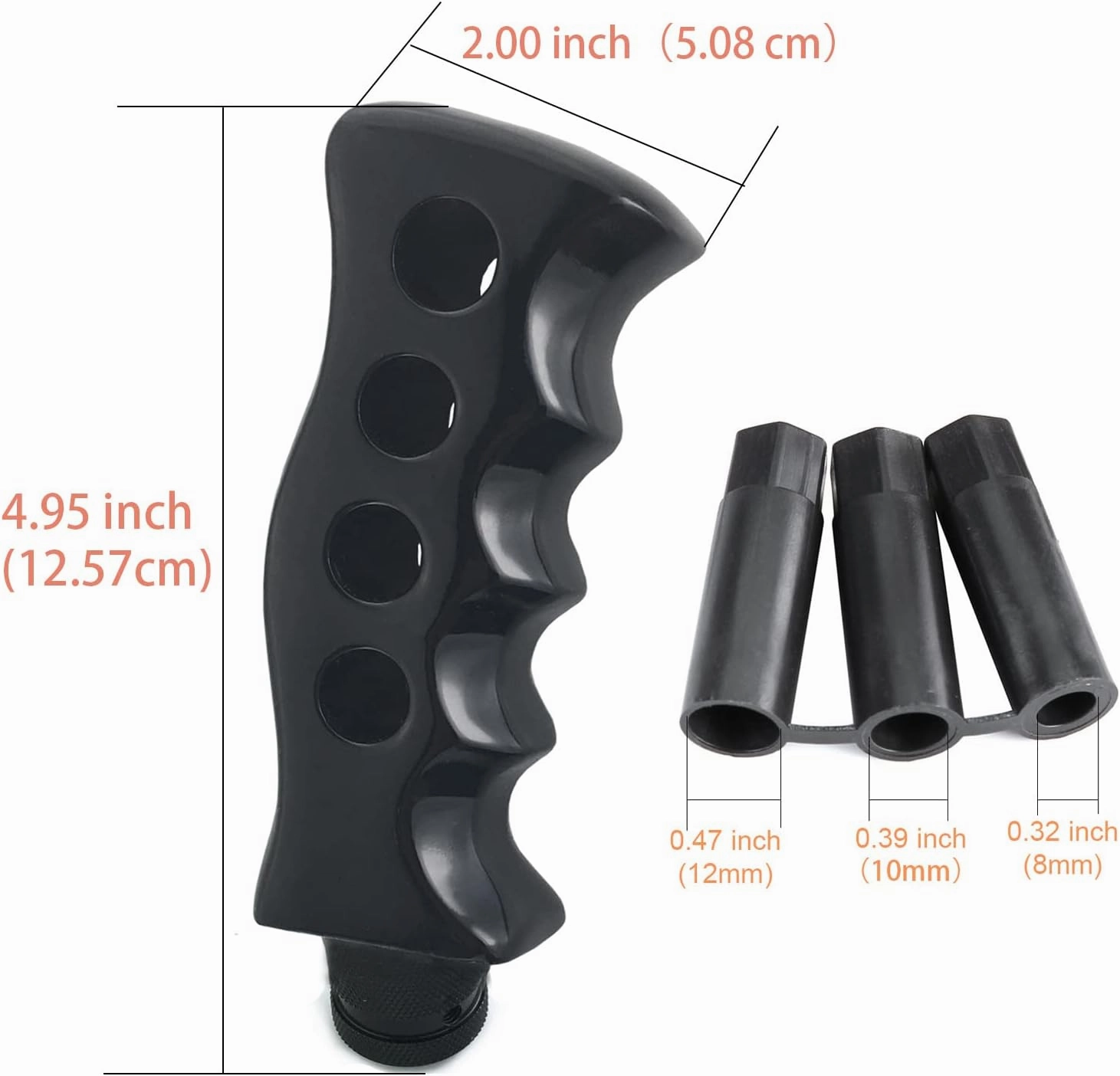 Arenbel 5" Long Gear Lever Shift Racing Knob Replacement Car Speed Shifter Stick Grip Handle Fit Most Manual Auto Vehicles, Black