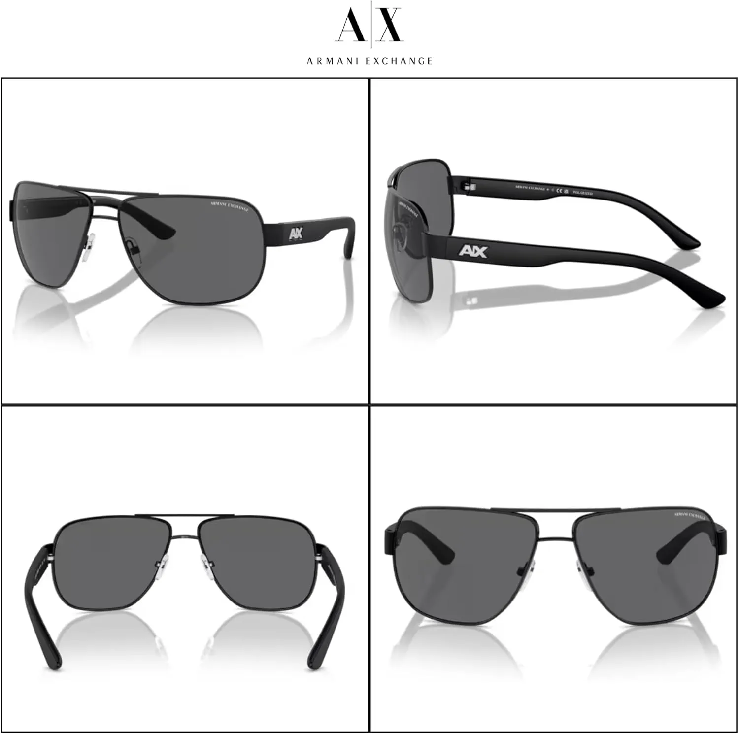 Armani Exchange AX2012S Aviator Sunglasses For Men   BUNDLE with Designer iWear Eyewear Care Kit