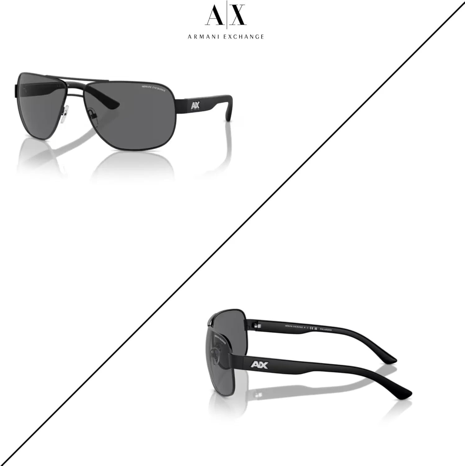 Armani Exchange AX2012S Aviator Sunglasses For Men   BUNDLE with Designer iWear Eyewear Care Kit