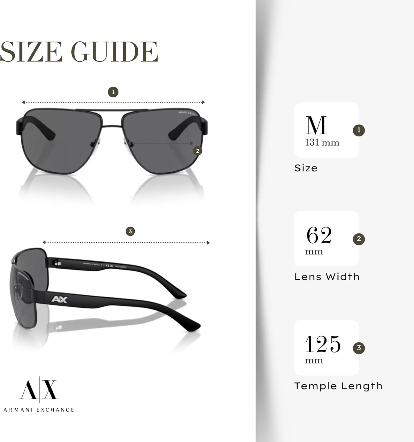 Armani Exchange AX2012S Aviator Sunglasses For Men   BUNDLE with Designer iWear Eyewear Care Kit