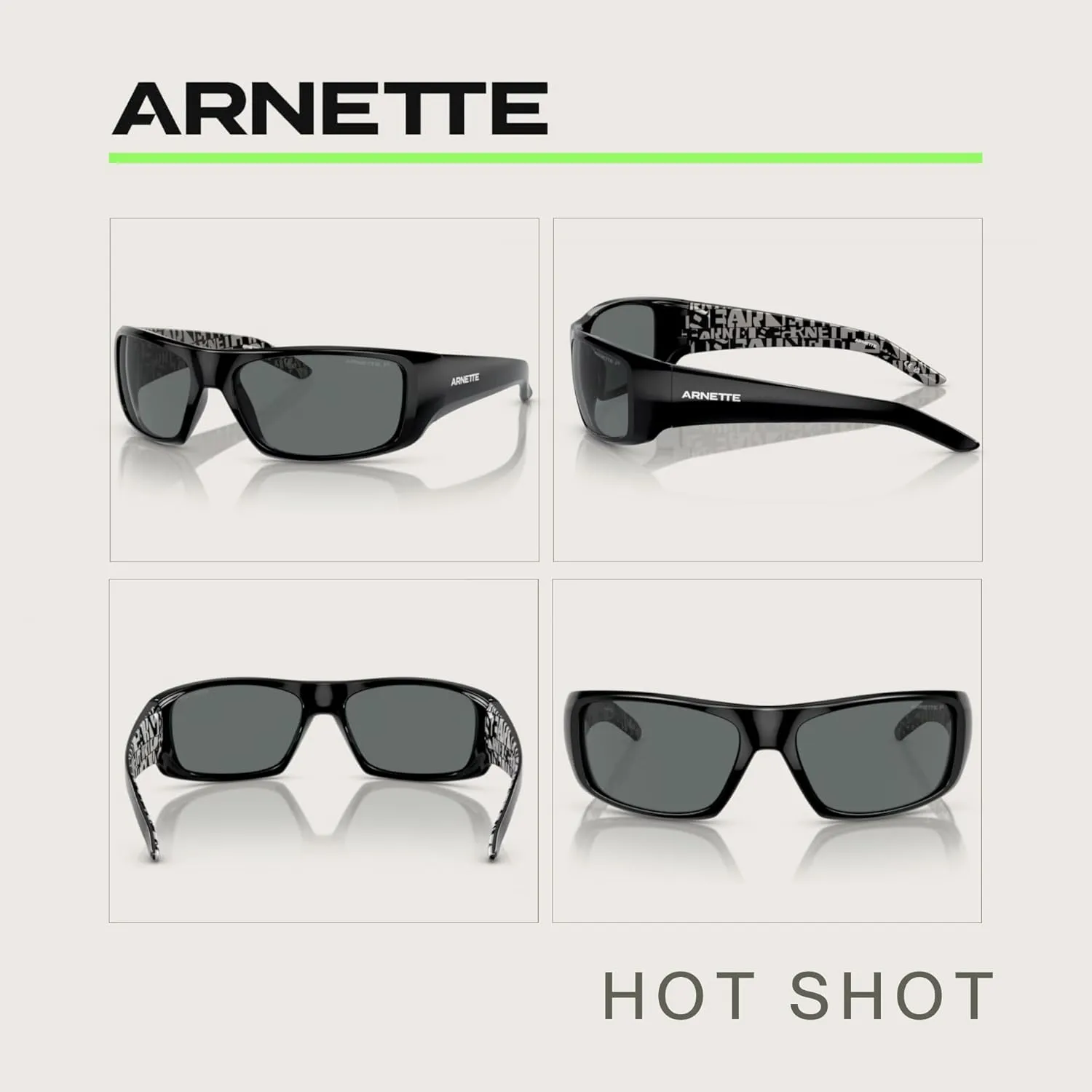 ARNETTE Hot Shot AN4182 Rectangle Sunglasses for Men   BUNDLE with Designer iWear Eyewear Care Kit