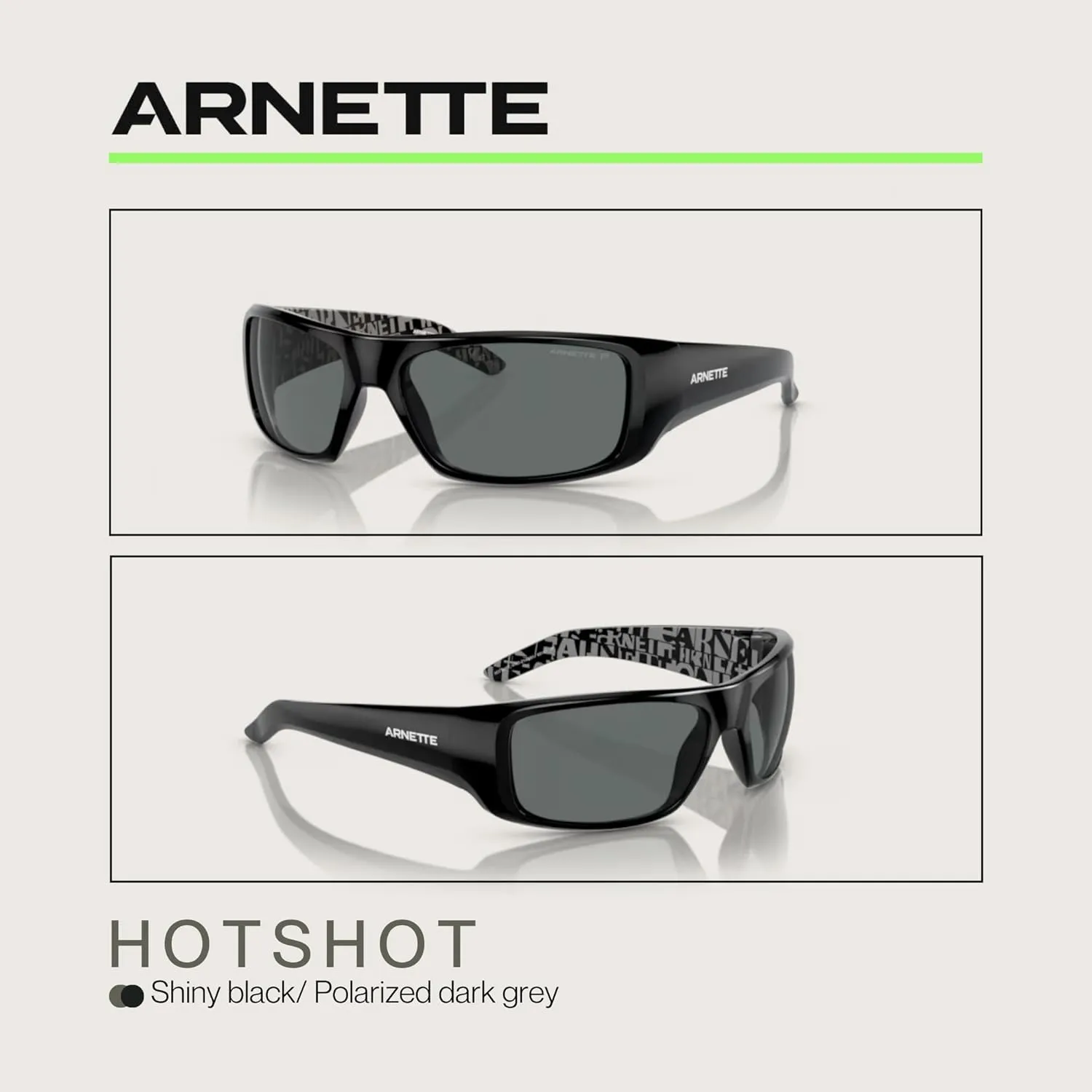 ARNETTE Hot Shot AN4182 Rectangle Sunglasses for Men   BUNDLE with Designer iWear Eyewear Care Kit