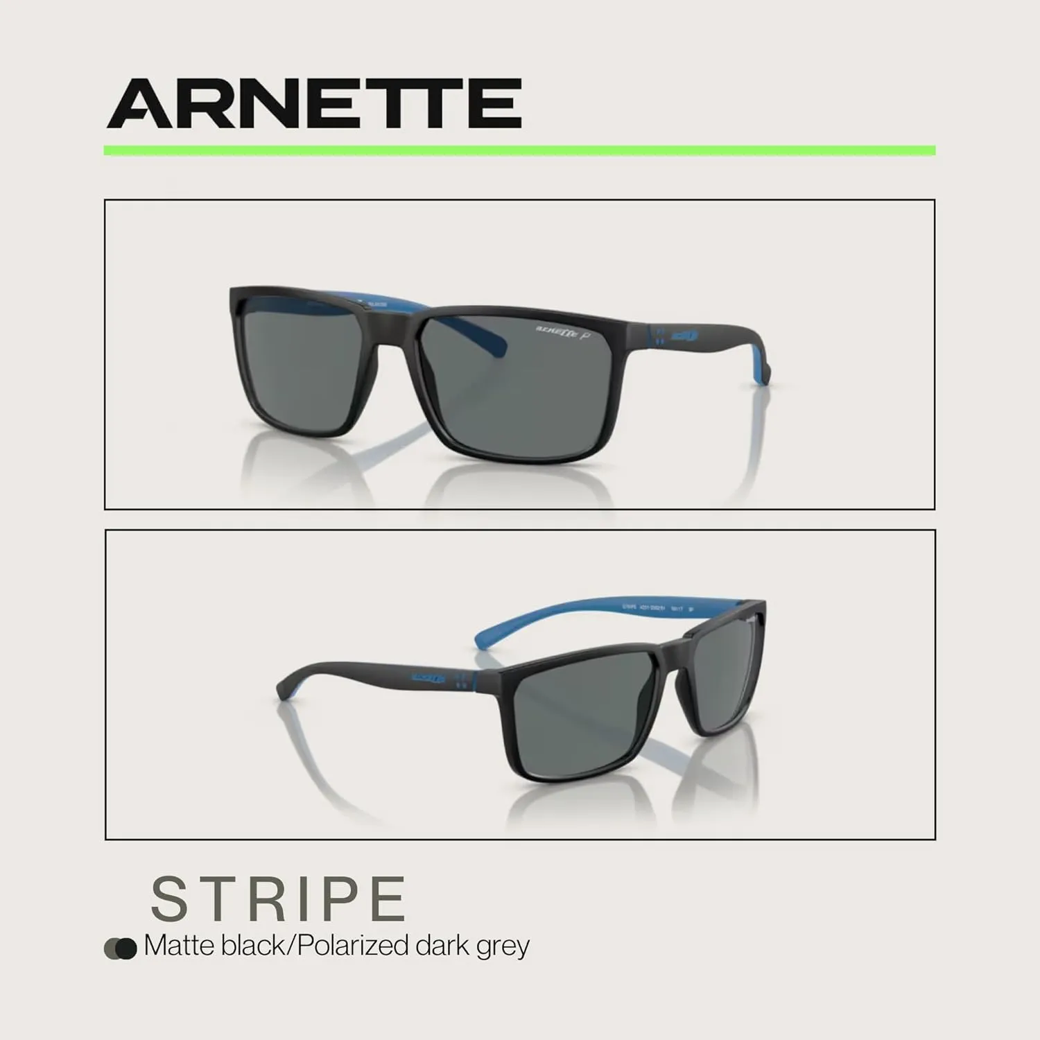 ARNETTE Stripe AN4251 Square Sunglasses for Men   BUNDLE With Designer iWear Complimentary Eyewear Kit