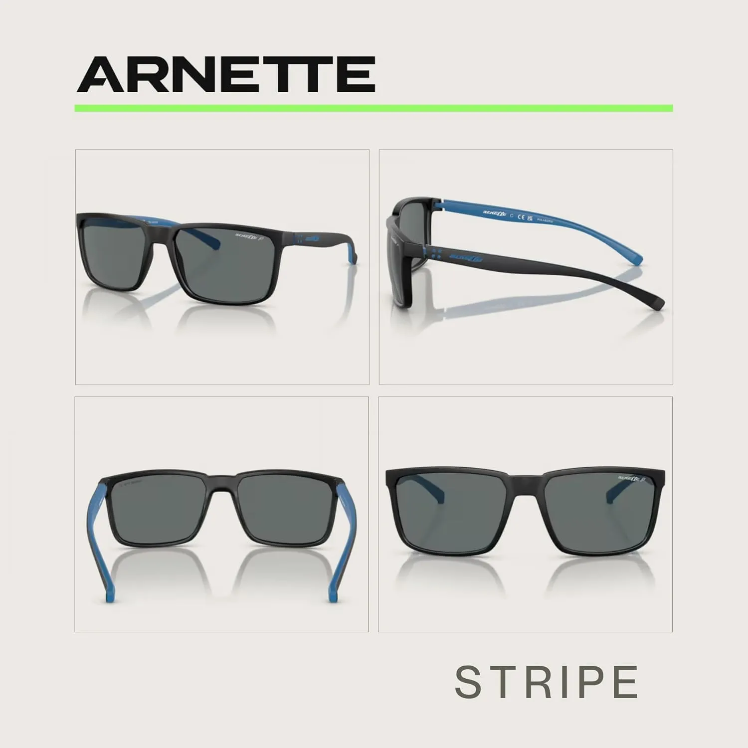 ARNETTE Stripe AN4251 Square Sunglasses for Men   BUNDLE With Designer iWear Complimentary Eyewear Kit