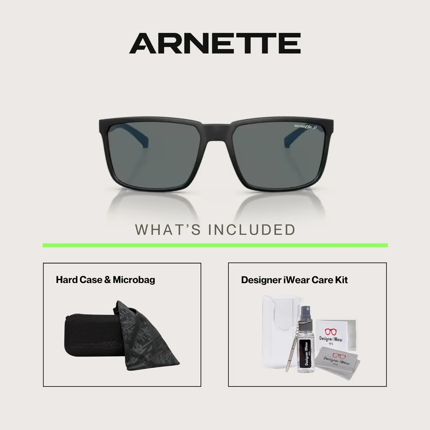 ARNETTE Stripe AN4251 Square Sunglasses for Men   BUNDLE With Designer iWear Complimentary Eyewear Kit