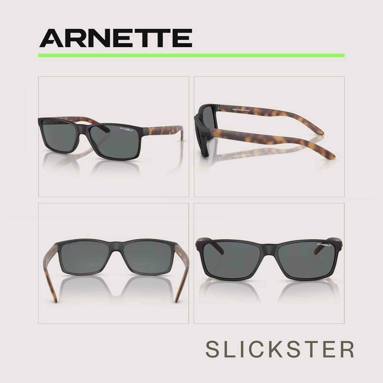 ARNETTE AN4185 Rectangle Sunglasses for Men   BUNDLE with Designer iWear Eyewear Kit