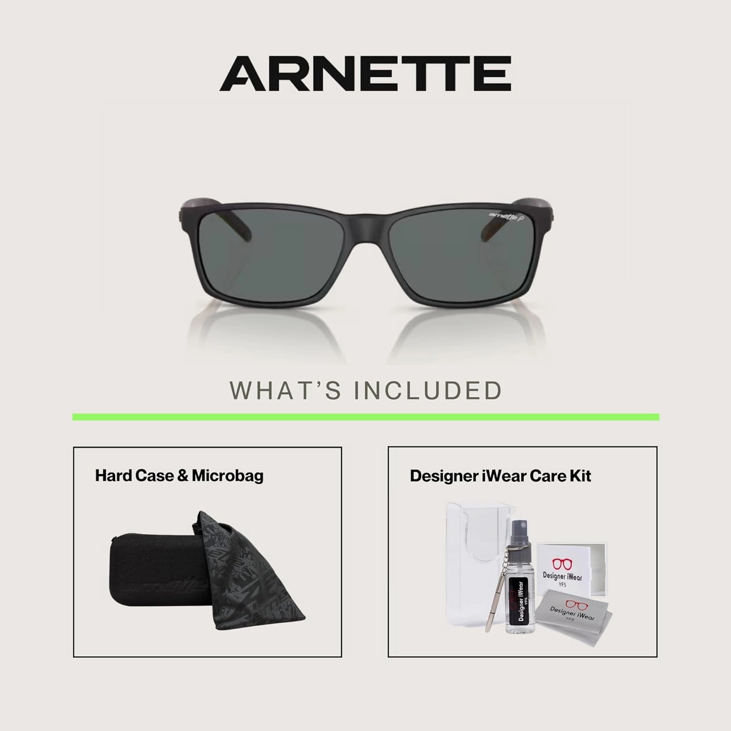 ARNETTE AN4185 Rectangle Sunglasses for Men   BUNDLE with Designer iWear Eyewear Kit