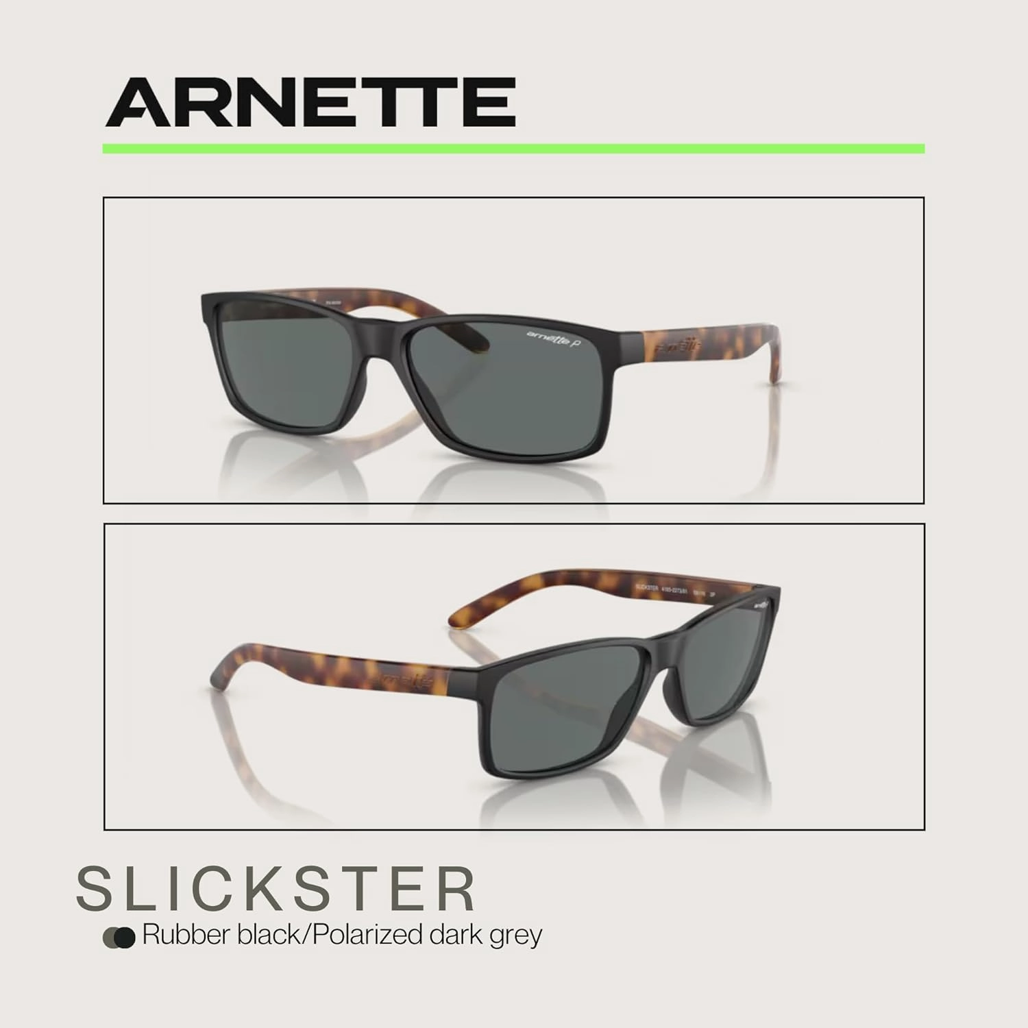 ARNETTE AN4185 Rectangle Sunglasses for Men   BUNDLE with Designer iWear Eyewear Kit
