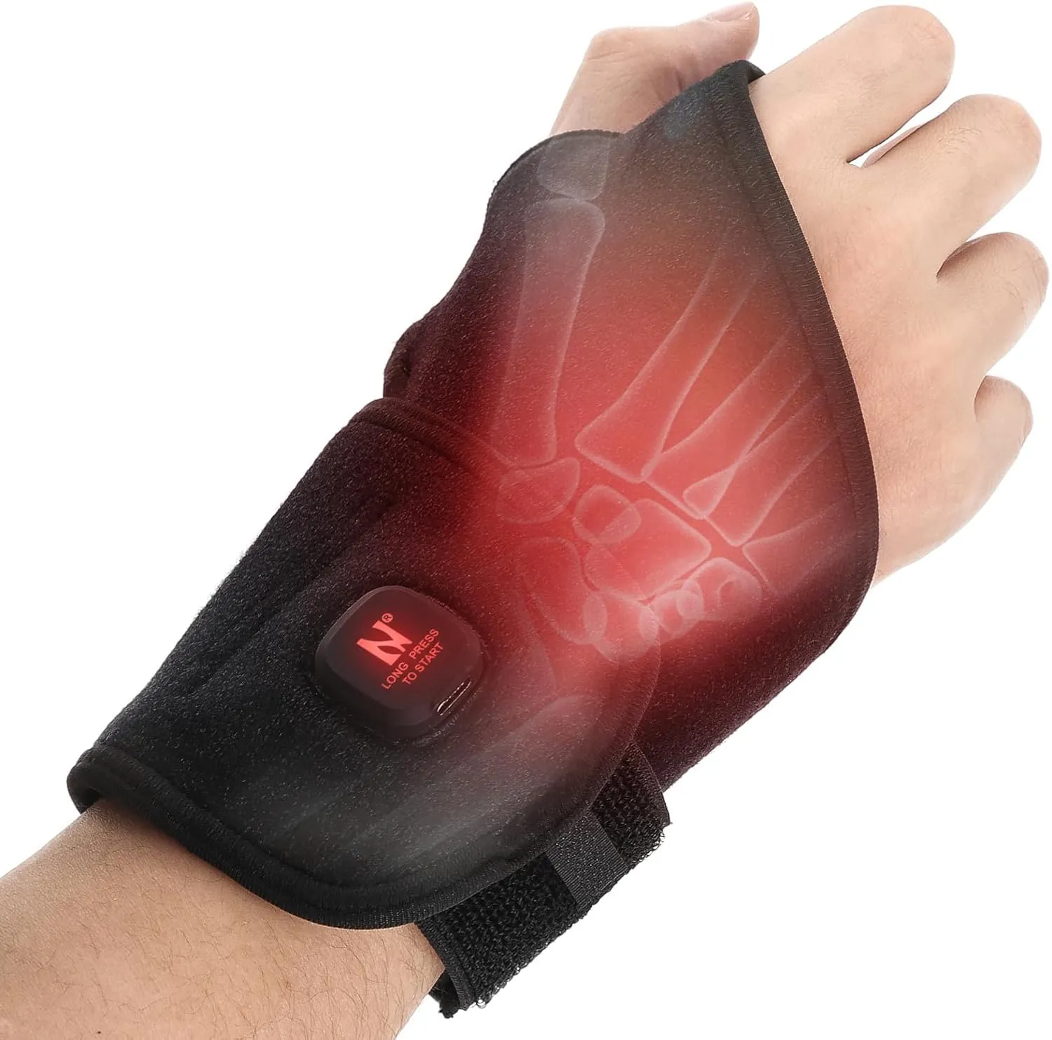Aroma Season Heated Wrist Wrap, Cordless Heating Pad for Carpal Tunnel & De Quervain’s Tenosynovitis Relief, Wrist Brace with Heat, 3000mAh Rechargeable Battery (Black)