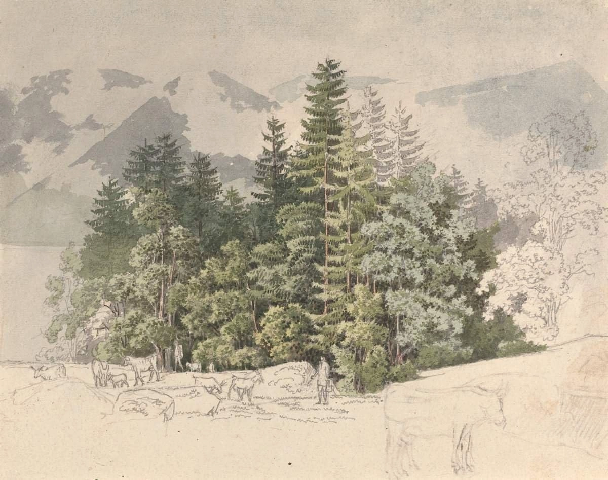 Art Print : Friedrich Salathé, Alpine Landscape, Historic Wall Décor : 10in x 08in