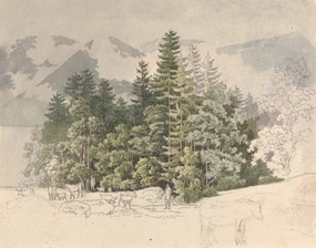 Art Print : Friedrich Salathé, Alpine Landscape, Historic Wall Décor : 10in x 08in
