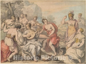 Art Print : Hans Rottenhammer, Minerva and The Muses, c. 1610, Historic Wall Décor : 14in x 11in