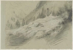Art Print : Pierre Puvis de Chavannes, Avalanche in an Alpine Landscape, c. 1870, Historic Wall Décor : 36in x 24in