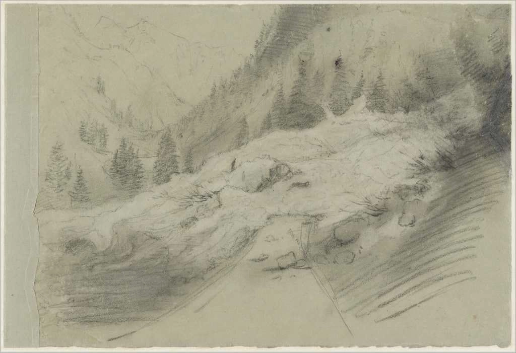 Art Print : Pierre Puvis de Chavannes, Avalanche in an Alpine Landscape, c. 1870, Historic Wall Décor : 36in x 24in