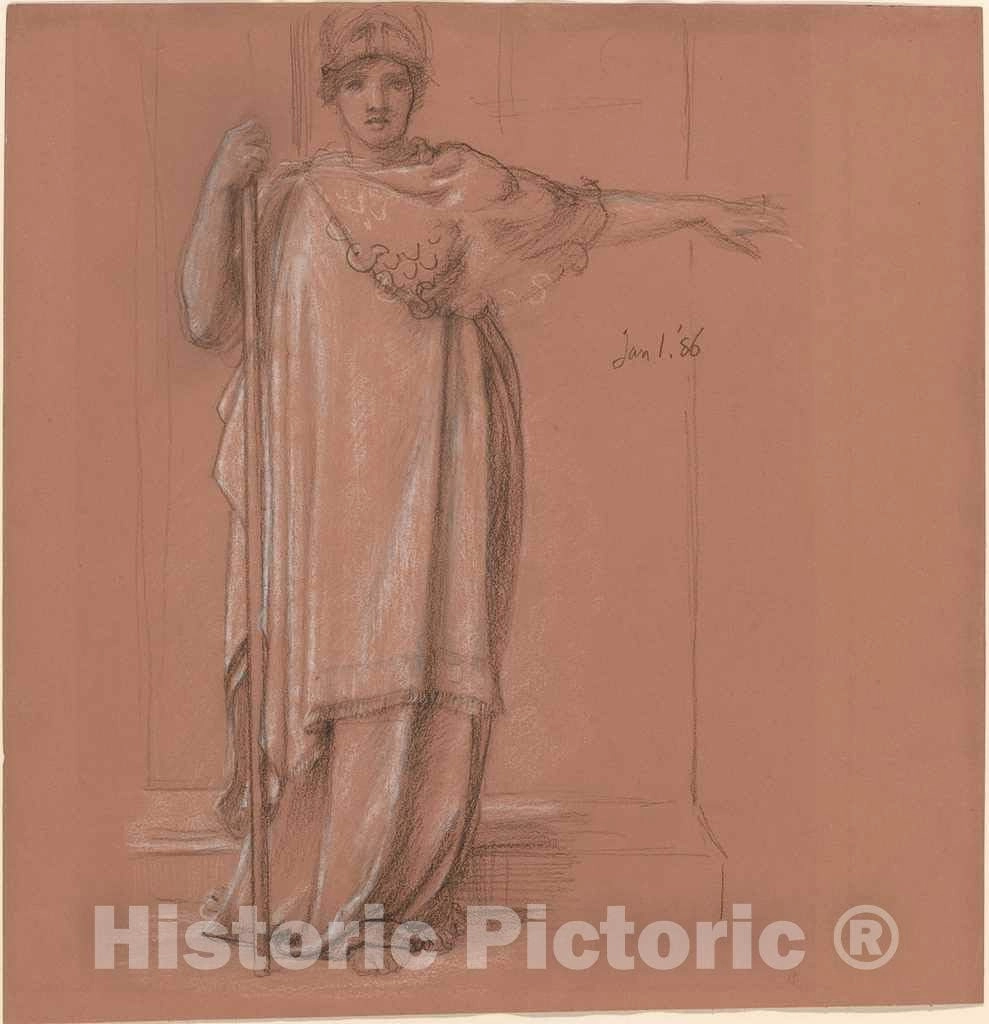 Art Print : Sir Edward John Poynter, Minerva, 1886, Historic Wall Décor : 16in x 16in