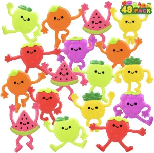 ArtCreativity Mini Bendable Fruit Toys (Set of 48) Fruit Party Favors Fidget Toys - 6 Assorted Designs Bendy Toys for Pinata Stuffers, Vibrant Stress Toys for Boys and Girls Birthday Pinata Filler