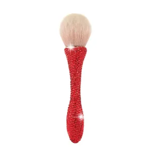 AsAlways Shiny Rhinestone Portable Makeup Brush Bling Crystal Professional Face Cosmetics Blending Liquid Foundation Powder Concealer Beauty Tool(Red)