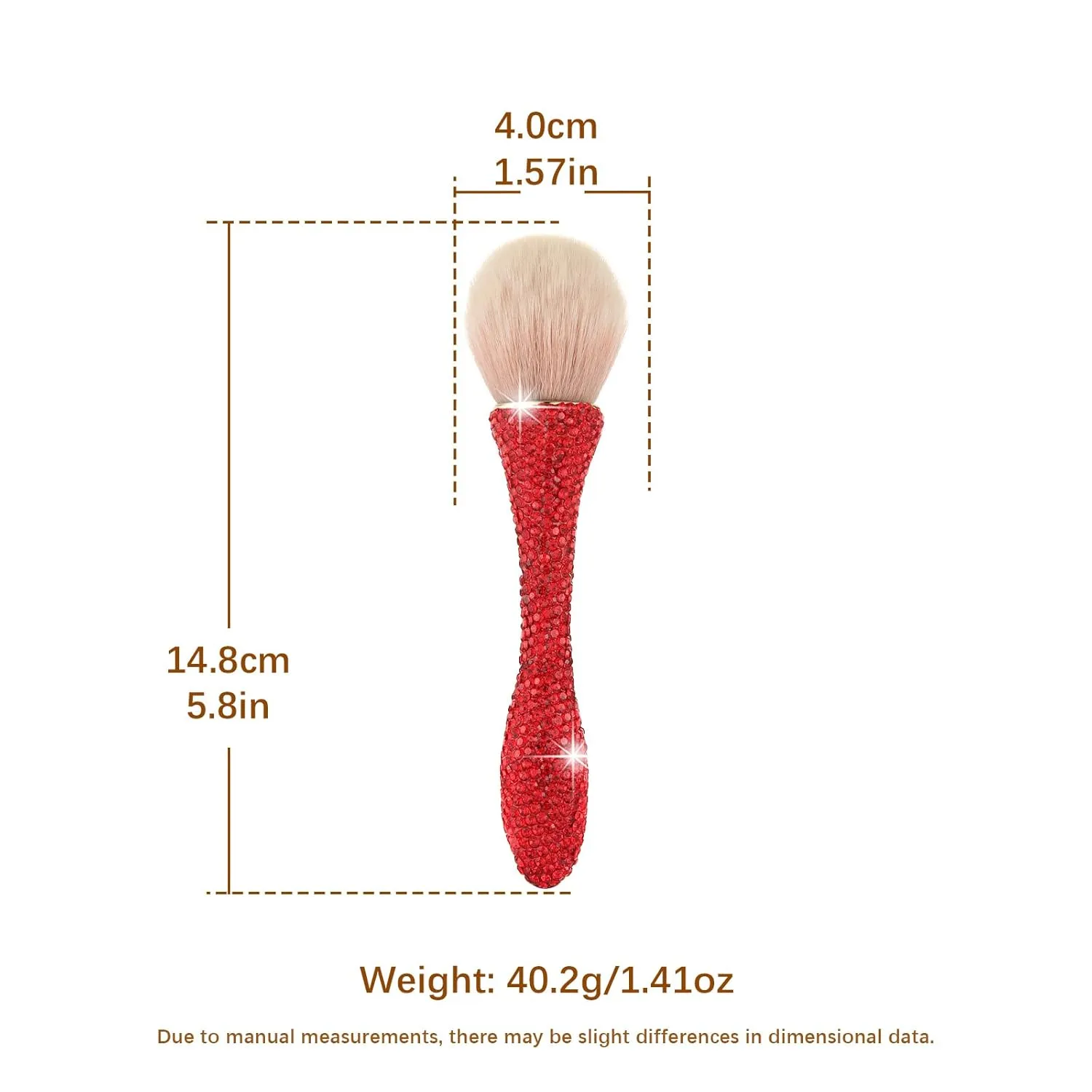 AsAlways Shiny Rhinestone Portable Makeup Brush Bling Crystal Professional Face Cosmetics Blending Liquid Foundation Powder Concealer Beauty Tool(Red)