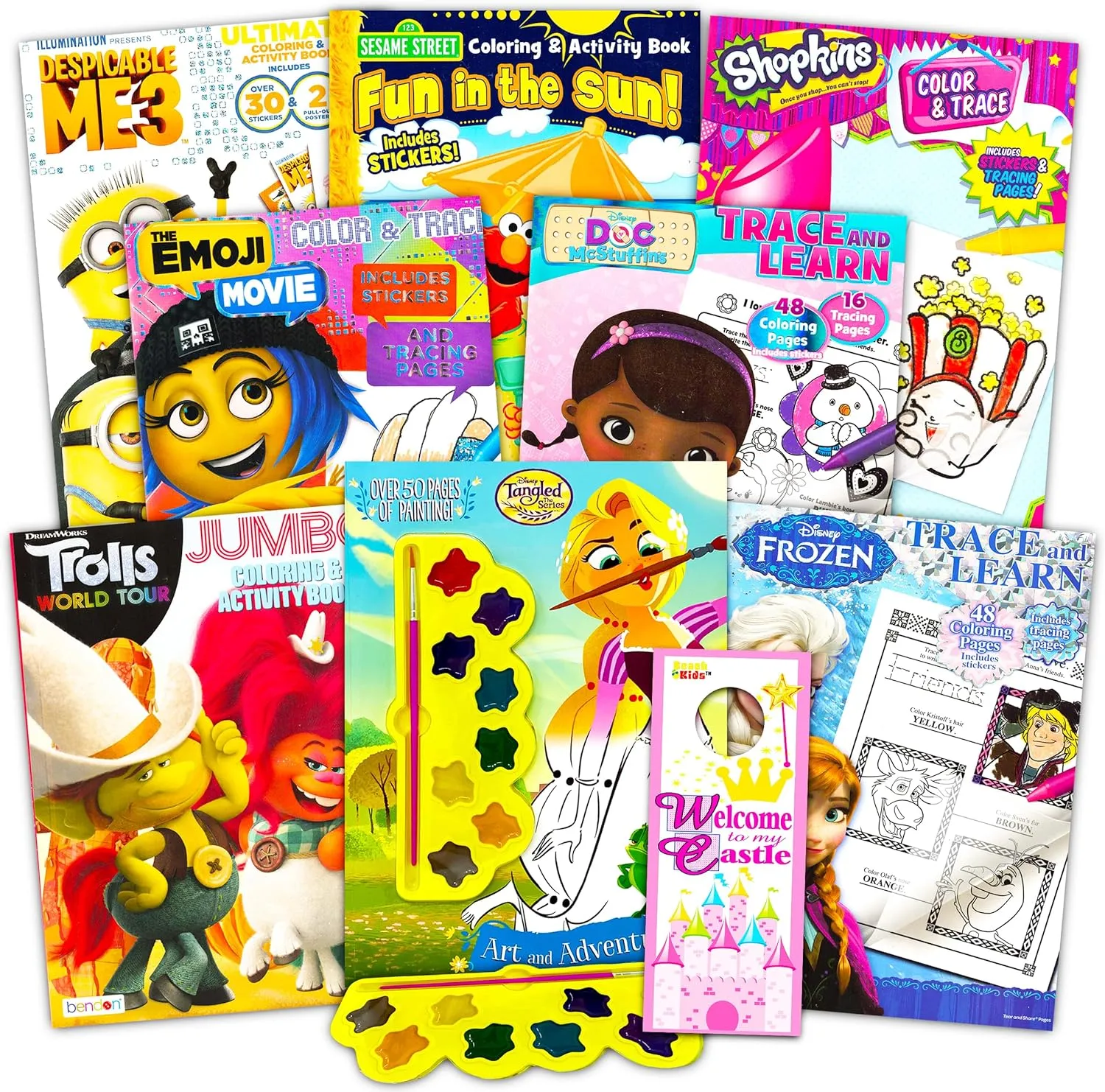 Assortment for Girls Kids Ages 4-8, Bundle Includes 8 Activity Books with Games, Puzzles, Mazes and Stickers
