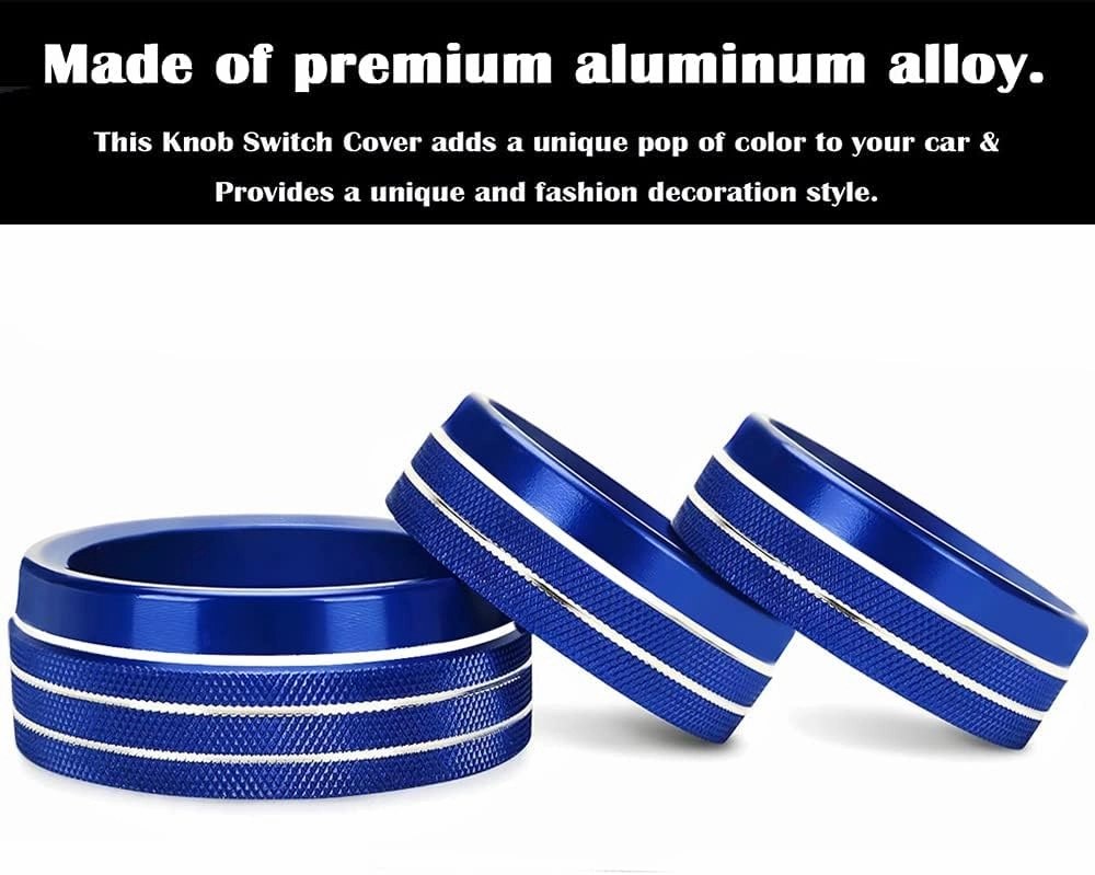Auprite Climate Control Knob Covers for Challenger Accessories 2015-2023 2024, for Dodge Charger 2015-2023 2024, for Dodge Chrysler 300/300s 2015-2024,3Pcs Kit (Blue)