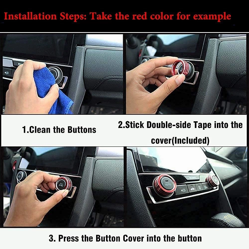 Auprite Climate Control Knob Covers for Challenger Accessories 2015-2023 2024, for Dodge Charger 2015-2023 2024, for Dodge Chrysler 300/300s 2015-2024,3Pcs Kit (Gold)