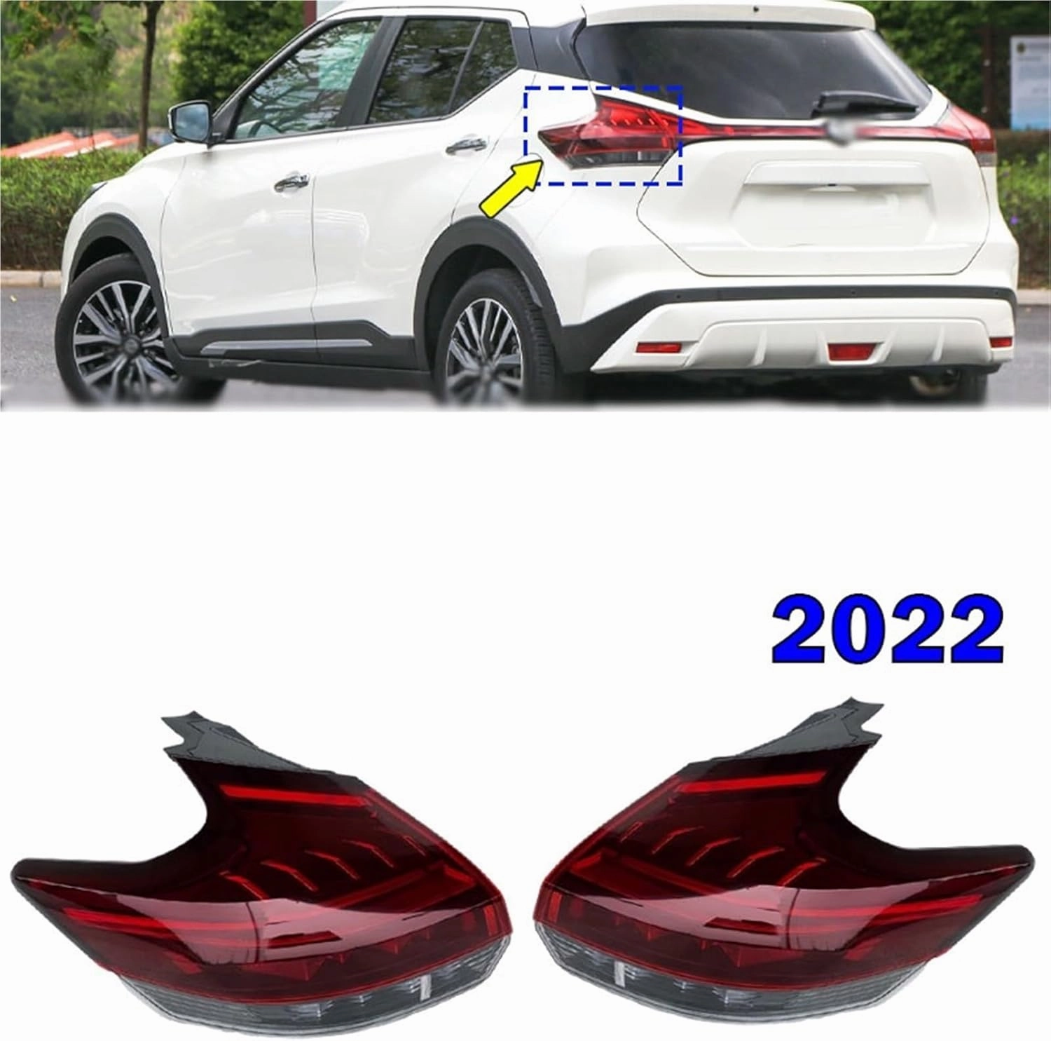 Auto Accessories Driving Lights Taillight Assembly Compatible With Nissan Kicks 2022 Car Rear Outside LED Tail Light Brake Light Signal Lamp(Only Left)