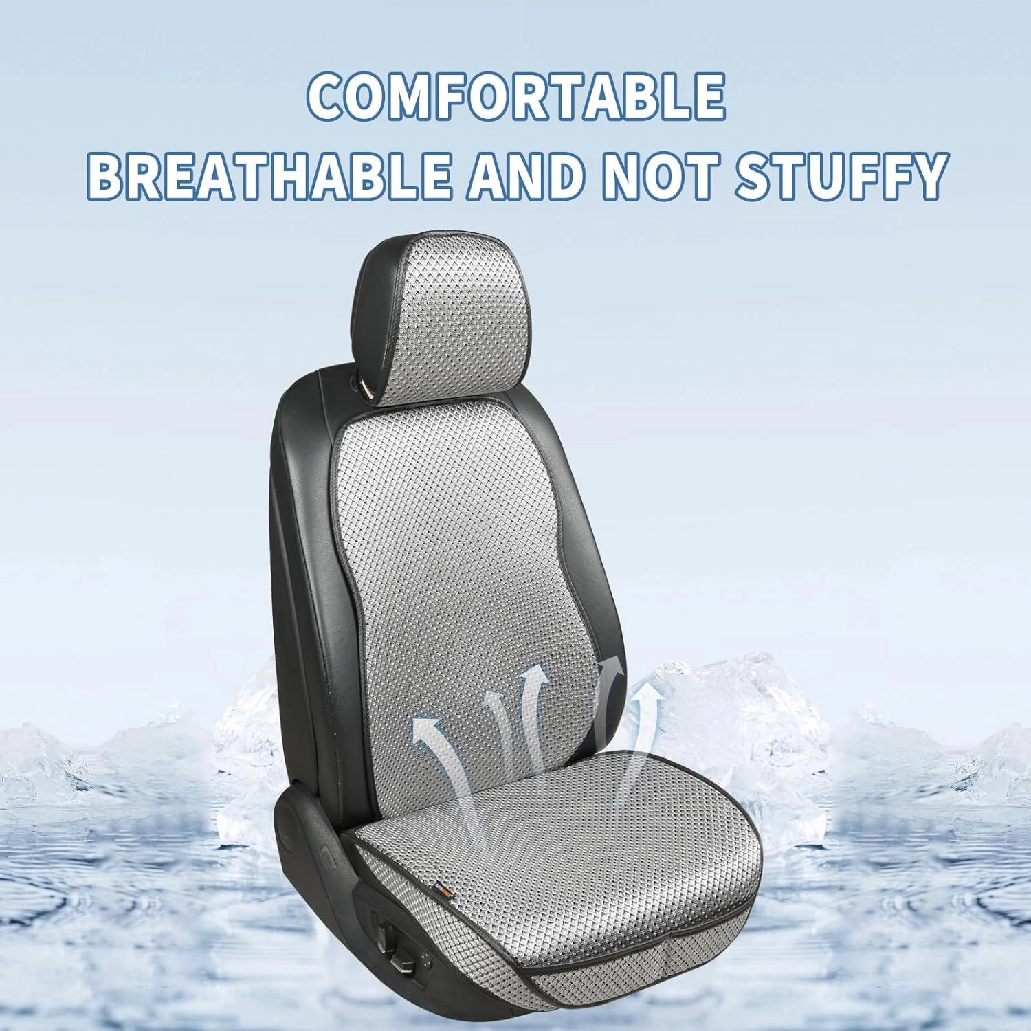 Auto Newer Car Seat Cover,Breathable Front Car Seat Cushion,Comfortable Car Seat Protector,Anti-Slip and Full Wrap Driver Car Seat Protector with Storage Pocket,Universal All Seasons(Gray,1PCS)