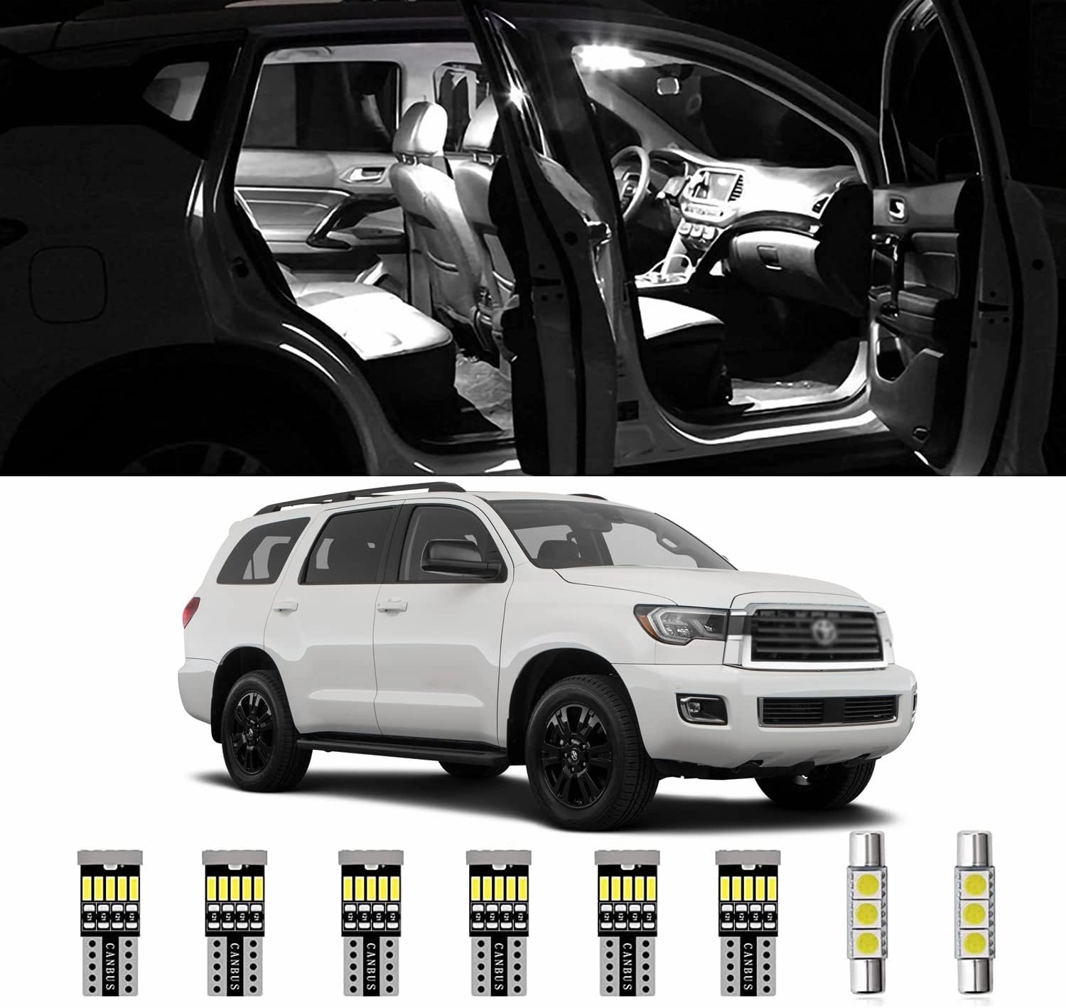AWALITED 20pcs Sequoia Interior LED Lights Kit Ultra Bright Map Dome LED Replacement Bulbs for 2008-2017 2018 2019 2020 2021 Toyota Sequoia all Cab Sizes