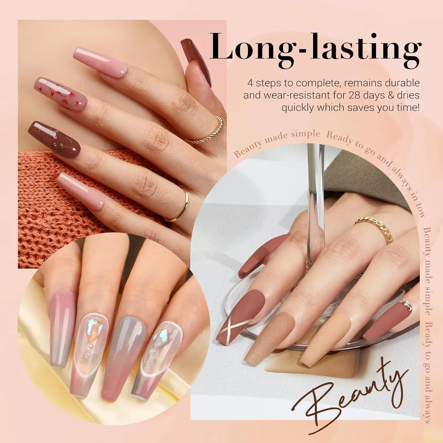 AZUREBEAUTY Dip Powder Nail Kit - Classic Brown Nude Collection Glitter in 20 Neutral Shades - Chocolate Skin Tone - Salon Home Manicure Set with Base/Top Coat Activator