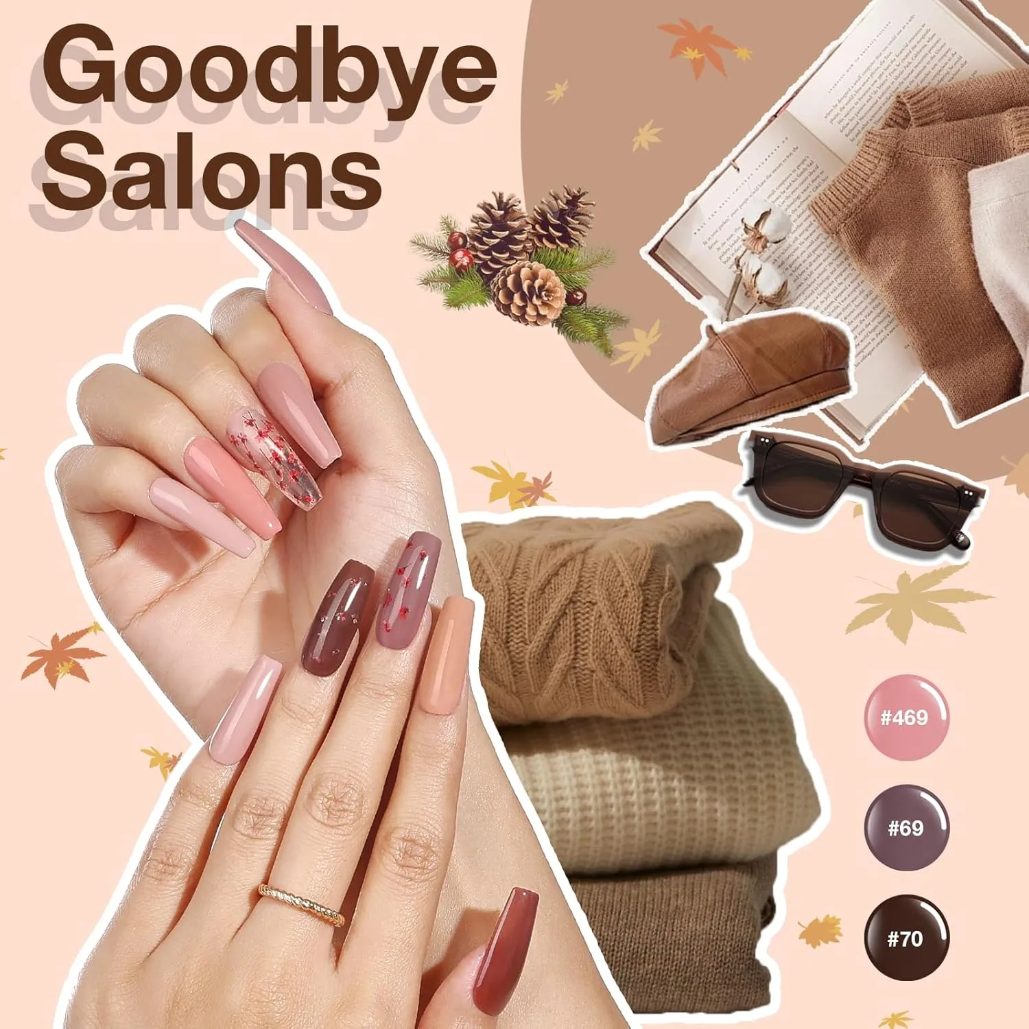 AZUREBEAUTY Dip Powder Nail Kit - Classic Brown Nude Collection Glitter in 20 Neutral Shades - Chocolate Skin Tone - Salon Home Manicure Set with Base/Top Coat Activator