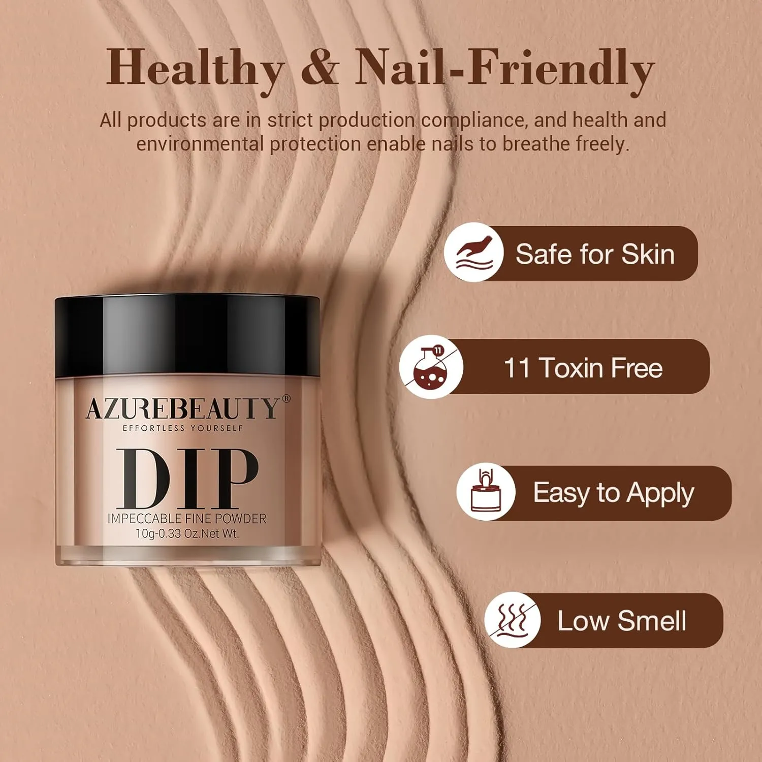 AZUREBEAUTY Dip Powder Nail Kit - Classic Brown Nude Collection Glitter in 20 Neutral Shades - Chocolate Skin Tone - Salon Home Manicure Set with Base/Top Coat Activator