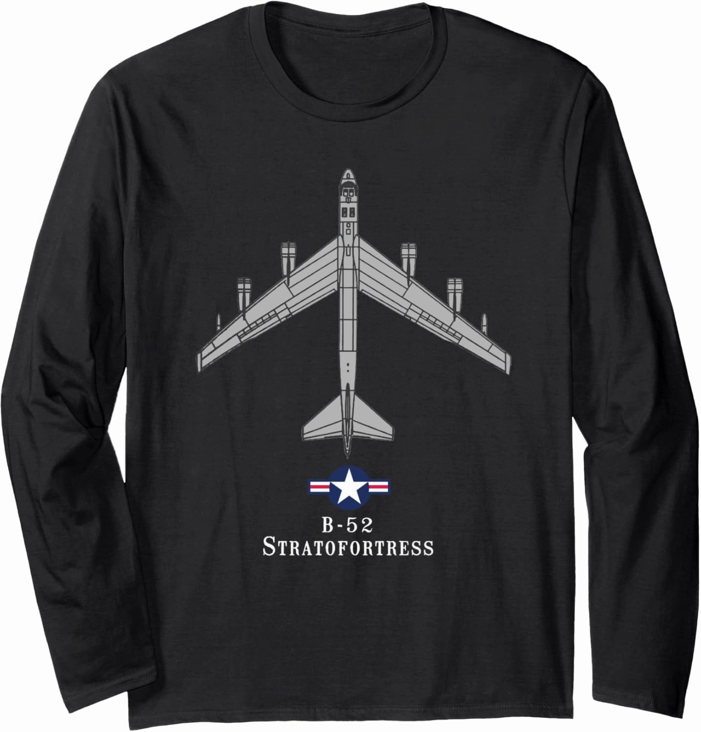 B-52 Stratofortress Tech Drawing Cold War Bomber Long Sleeve T-Shirt