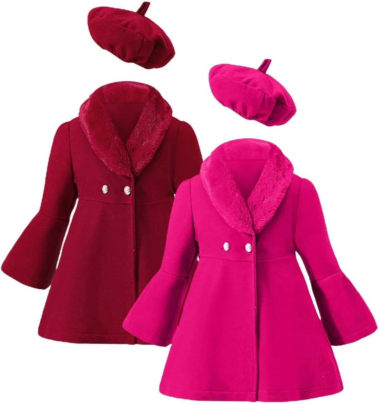 Baby Girls Fall Winter Clothes Toddler Kids Coat Outfits Long Sleeve Dress Coat with Hat Set Fashion Xmas Clothing