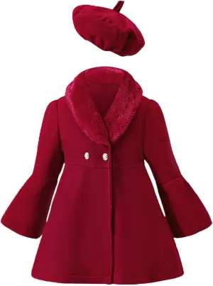 Baby Girls Fall Winter Clothes Toddler Kids Coat Outfits Long Sleeve Dress Coat with Hat Set Fashion Xmas Clothing