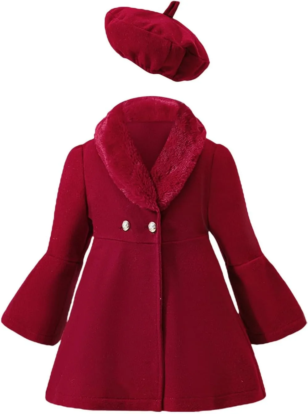 Baby Girls Fall Winter Clothes Toddler Kids Coat Outfits Long Sleeve Dress Coat with Hat Set Fashion Xmas Clothing