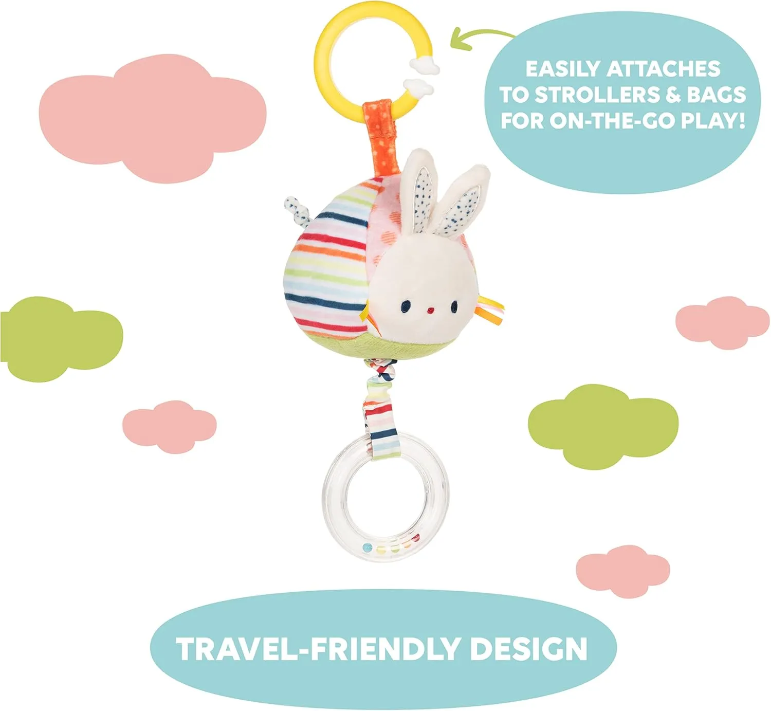 Baby GUND Tinkle Crinkle Pull and Play Sensory Toy, Ultra Soft Animal Plush Toy for Babies and Newborns