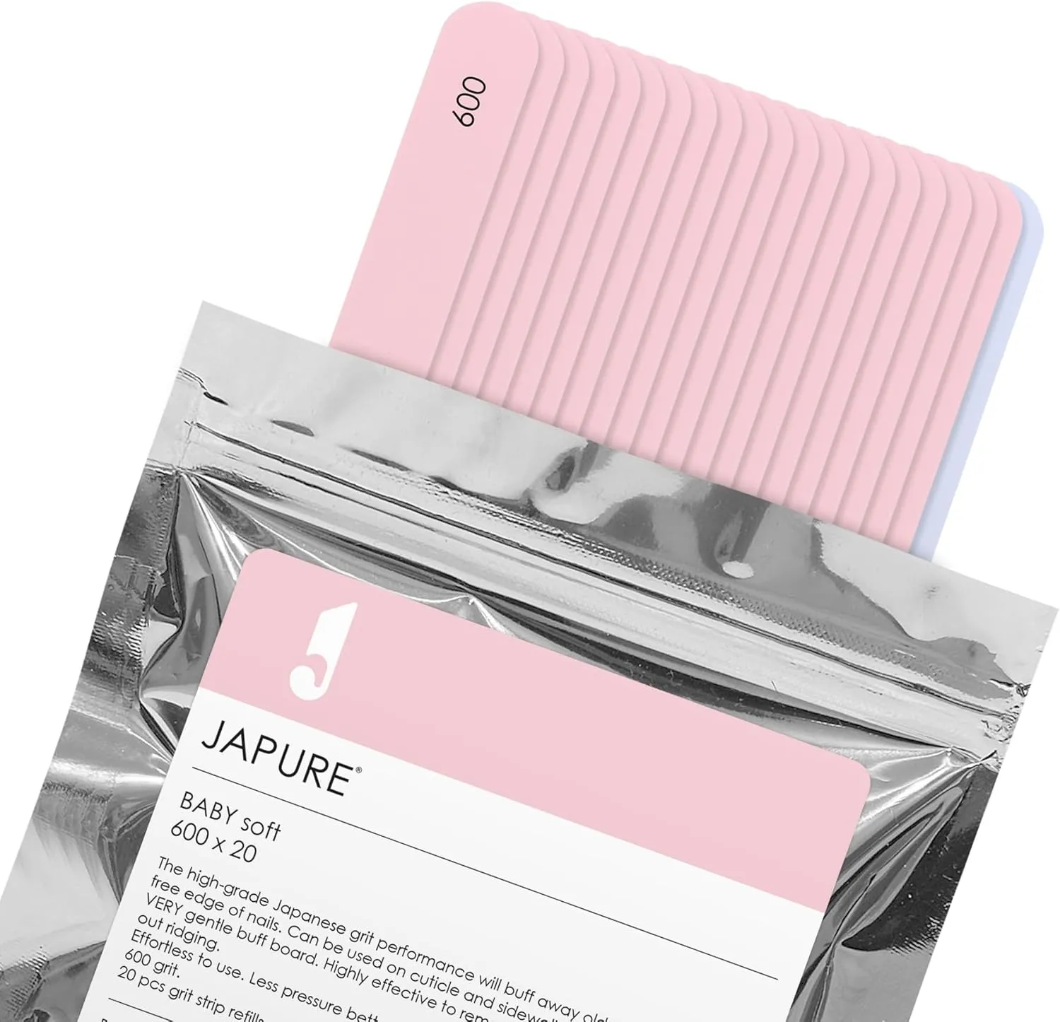 Baby Soft Professional Nail File - 600 Grit Ultra Gentle Buffer for Soft & Sensitive Nails - 20pcs Salon Quality Manicure Files